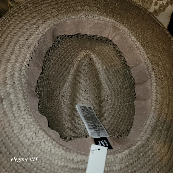 Gap Straw Tan/Dark Gray  Fedora Size M/L NWT - Picture 4 of 7